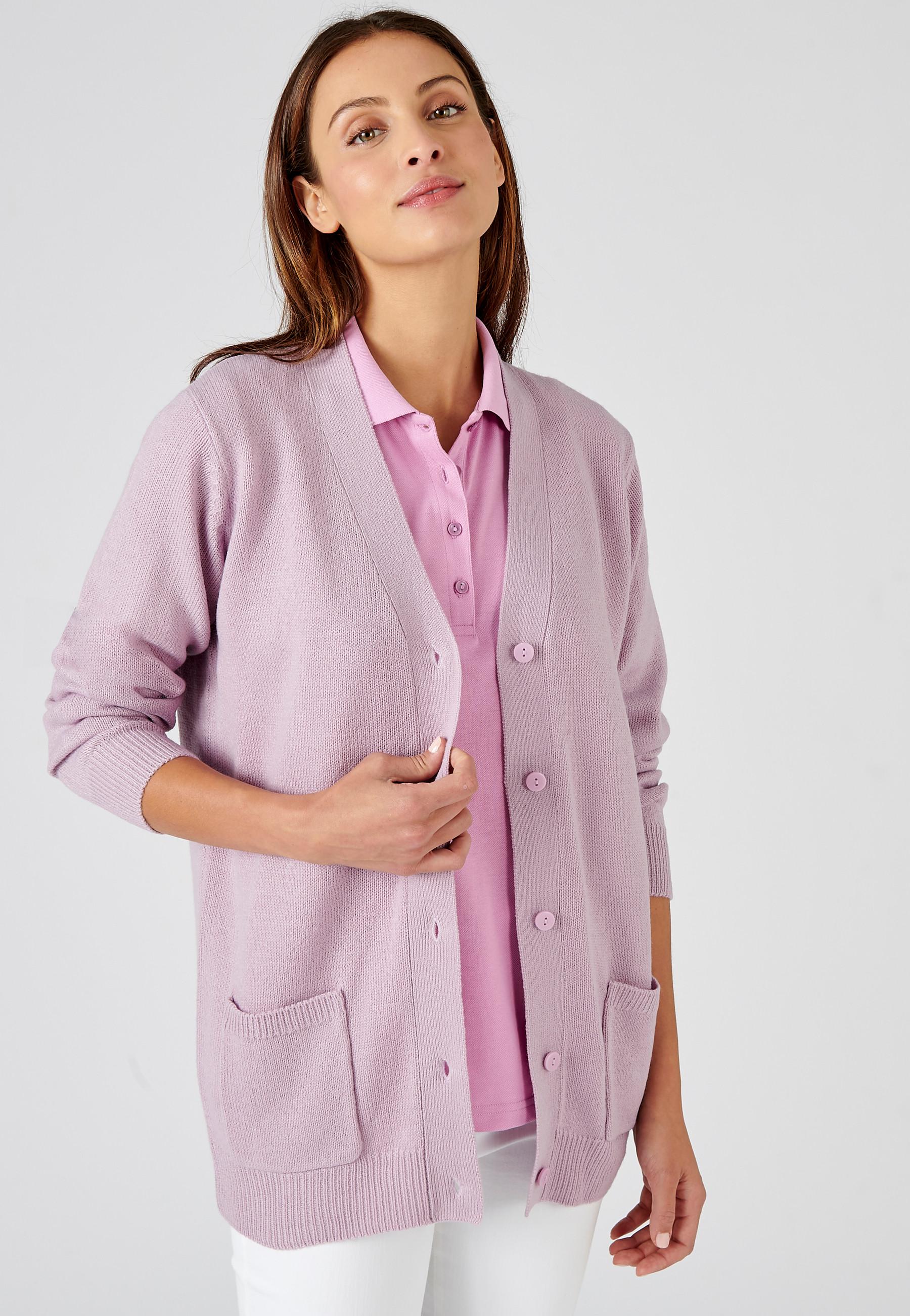 Klassische Strickjacke Aus Schmiegsamem Jerseystrick. Damen Violett 44 von Damart