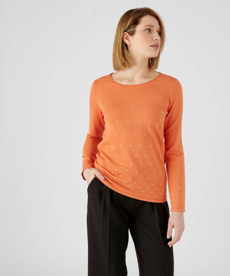 Pullover Aus Fliessendem Feinstrick, Goldfarbene Grafikmotive Im Vorderteil. Damen Orange 50 von Damart