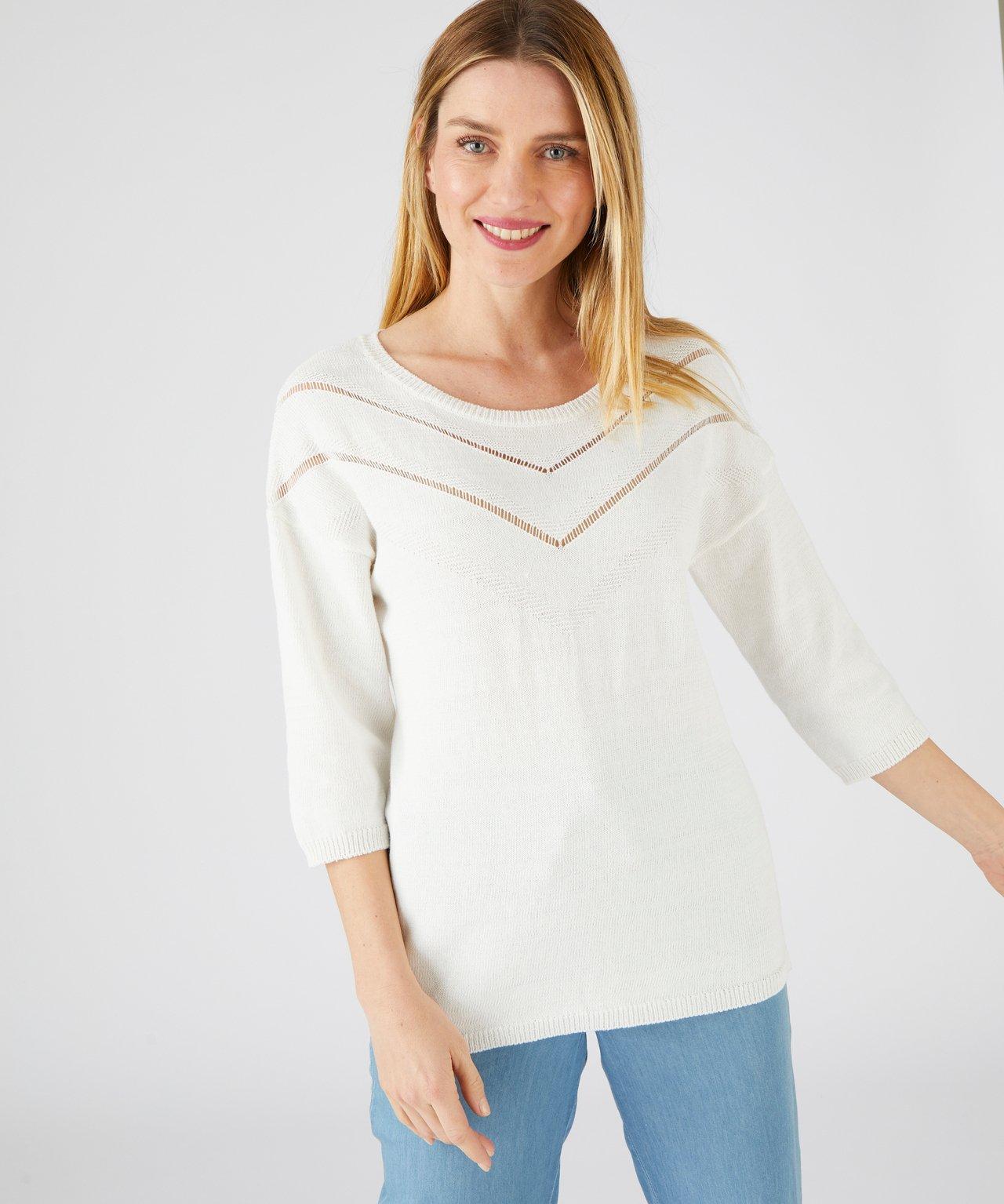 Pullover Mit Ajour-motiv. Damen Weiss 34 von Damart