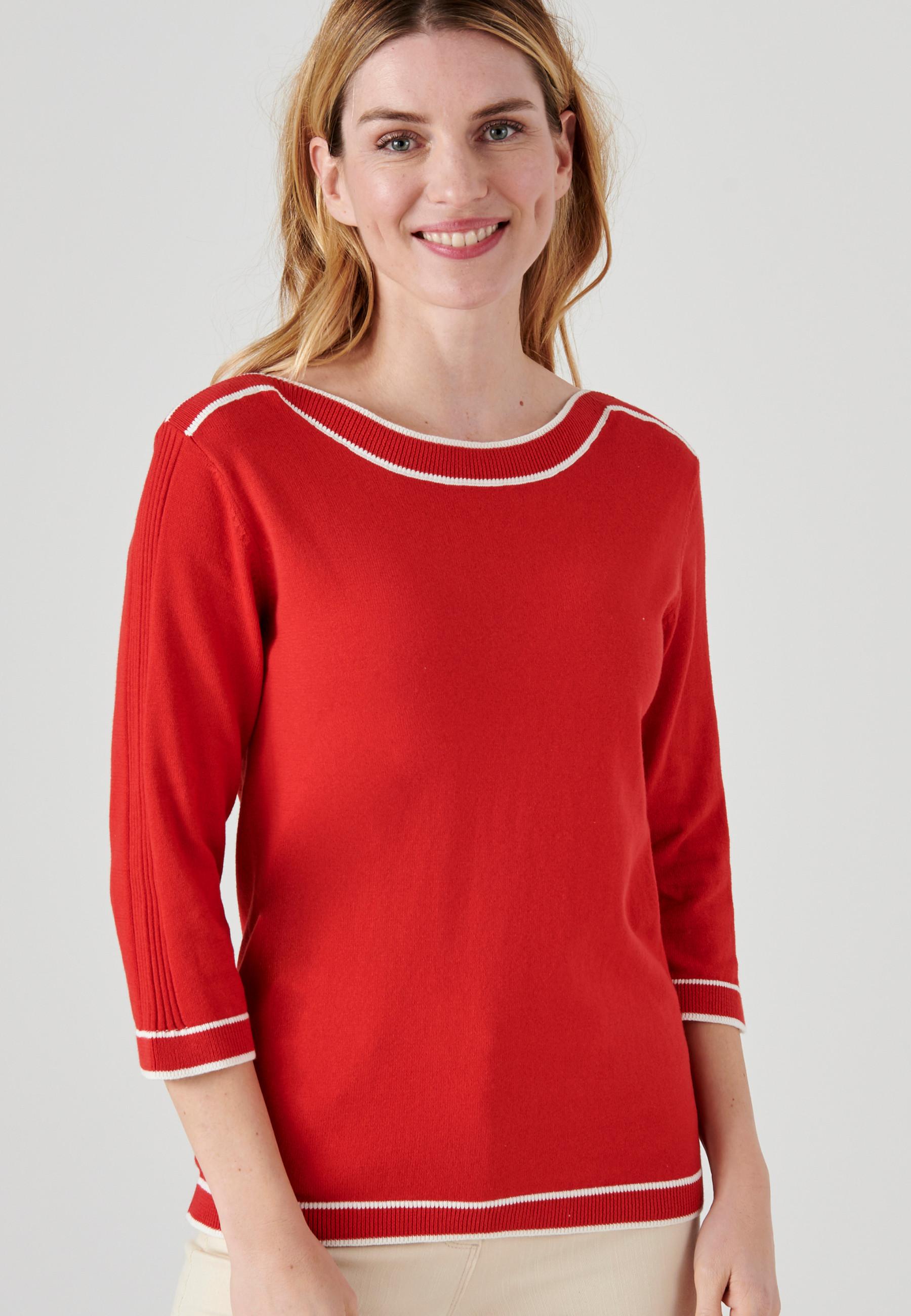 Pullover Mit Streifen Und Rippenmuster. Damen Rot 42/44 von Damart