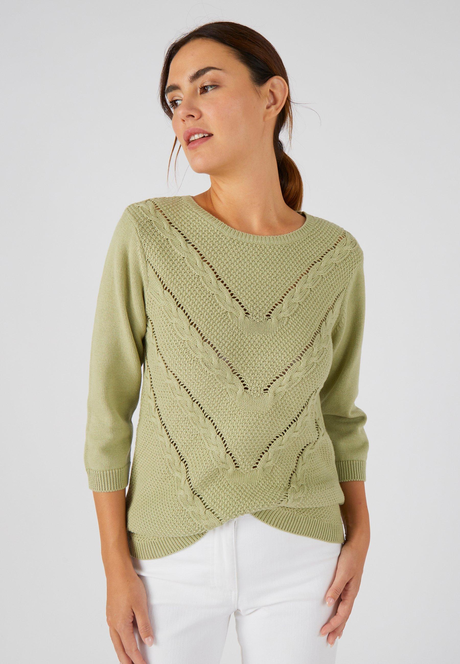 Pullover Aus Reiner Baumwolle Mit Zopfmuster. Damen Grün 38 von Damart