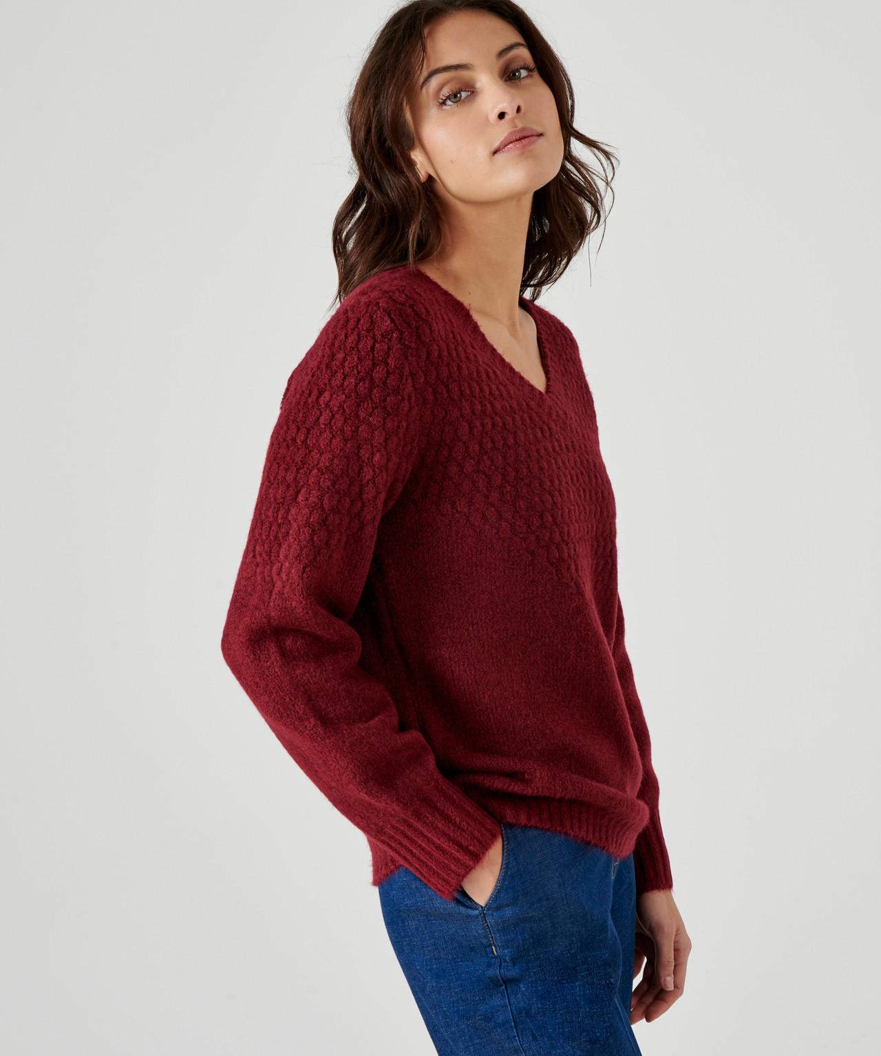 Pullover V-ausschnitt Aus Thermolactyl-rippstrick Wabeneffekt Damen Rot 38 von Damart
