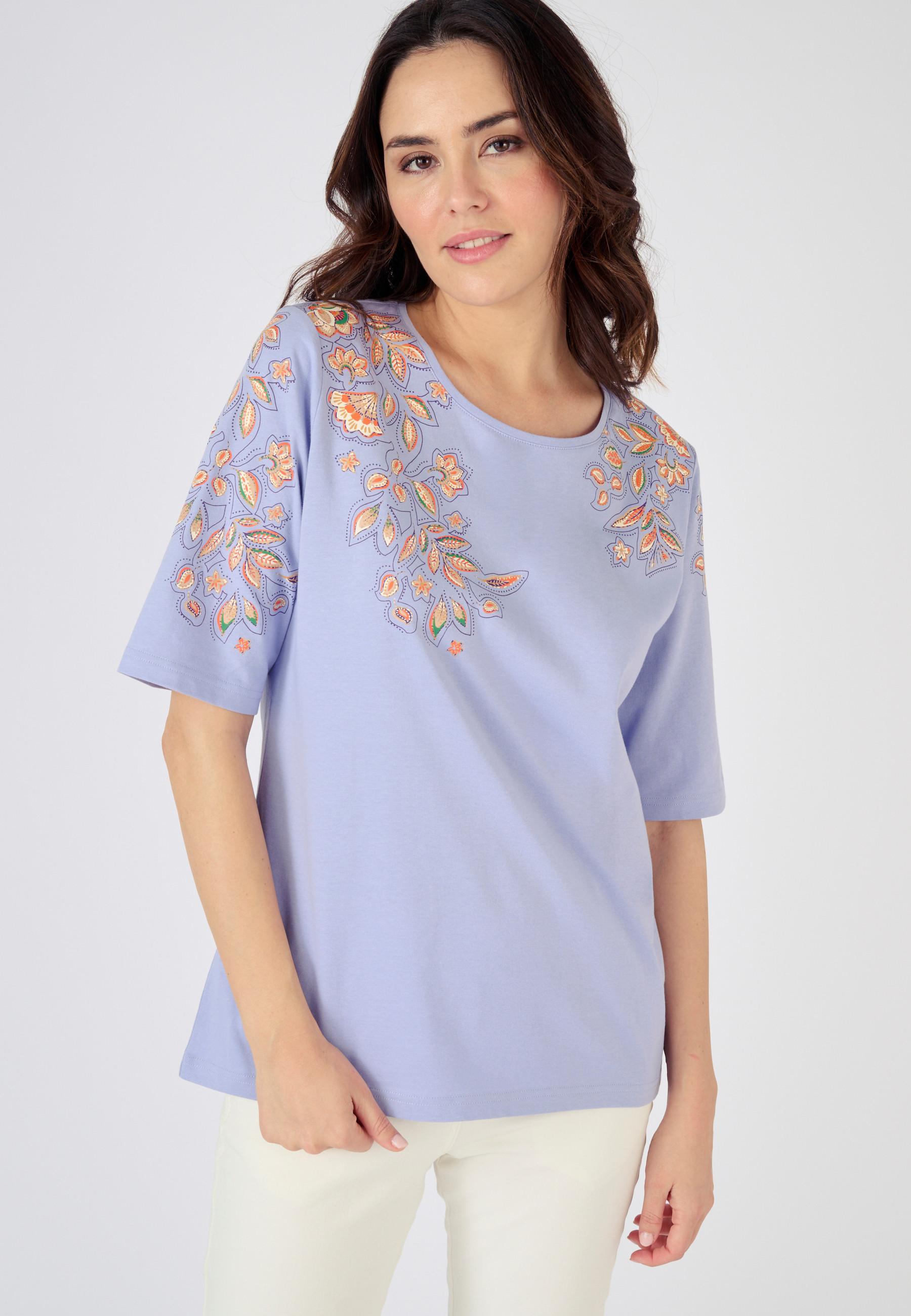 T-shirt Mit Platziertem Blumenmotiv Damen Blau 34/36 von Damart