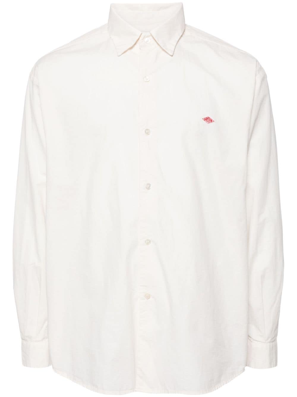 Danton logo-appliqué cotton shirt - Neutrals von Danton