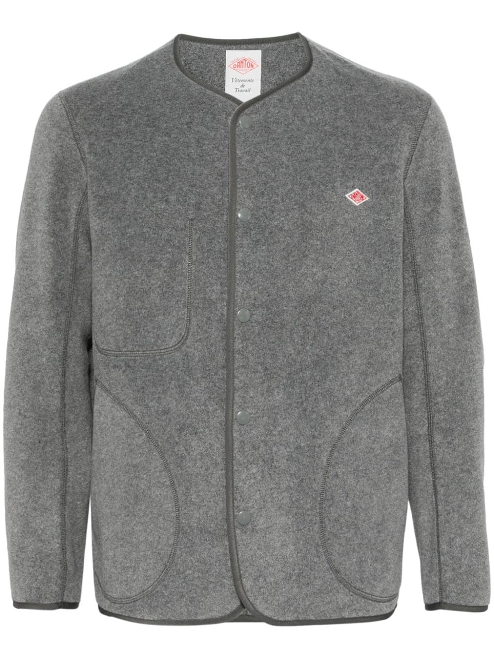 Danton logo-appliqué fleece jacket - Grey von Danton
