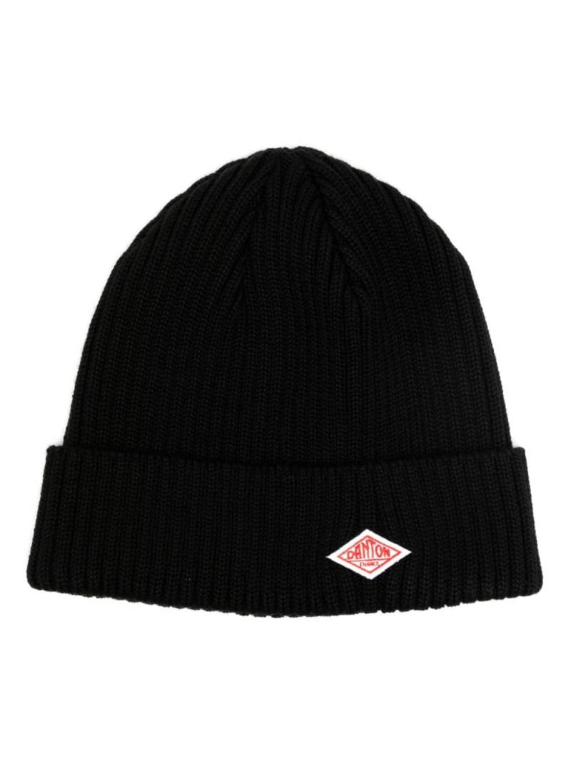 Danton logo-appliqué wool beanie - Black von Danton