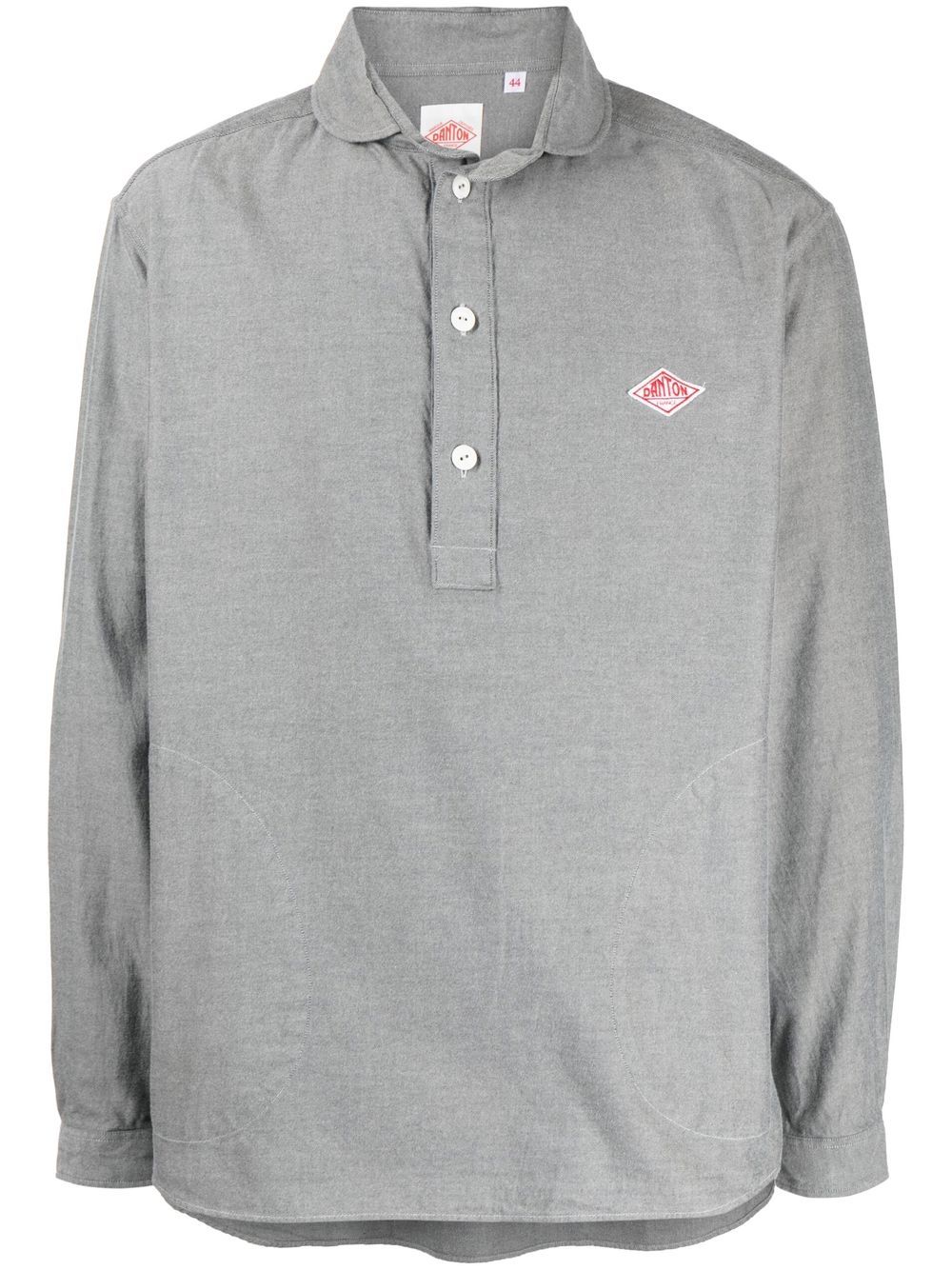 Danton logo-patch long-sleeved shirt - Grey von Danton