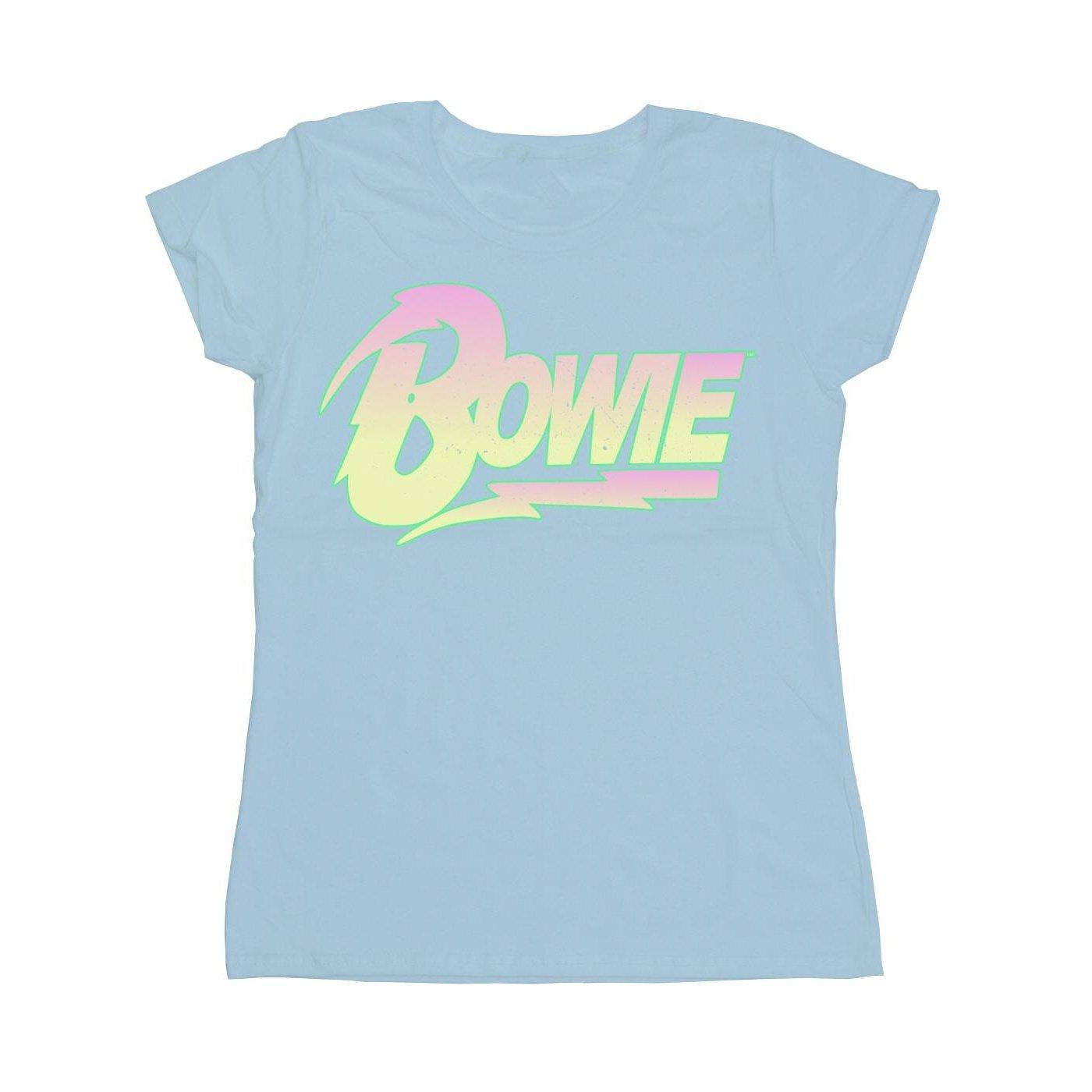 Neon Logo Tshirt Damen Blau S von David Bowie