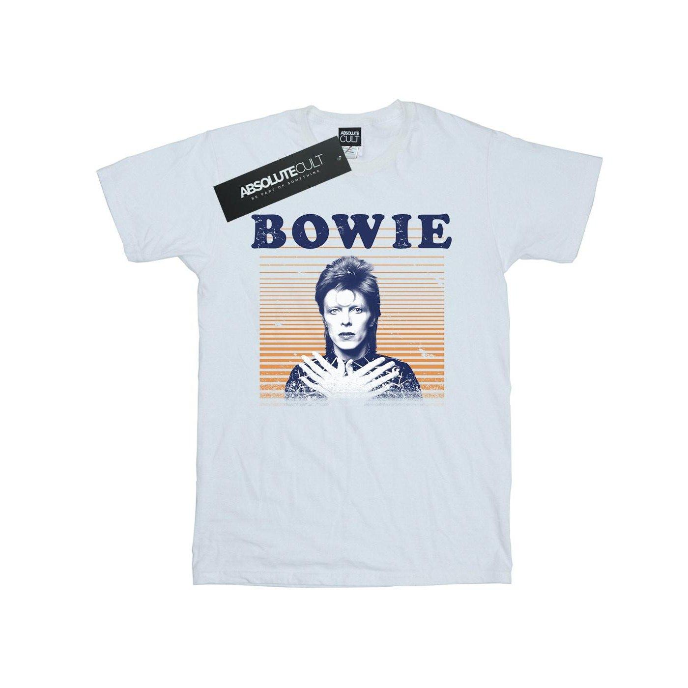Orange Stripes Tshirt Jungen Weiss 116 von David Bowie