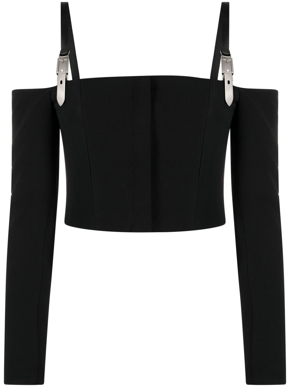 David Koma Buckle off-shoulder crop top - Black von David Koma