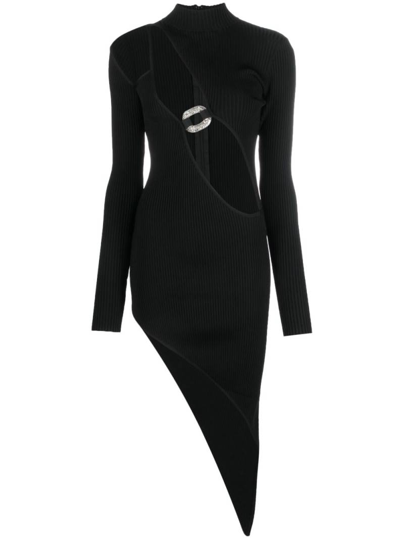 David Koma asymmetric cut-out ribbed dress - Black von David Koma