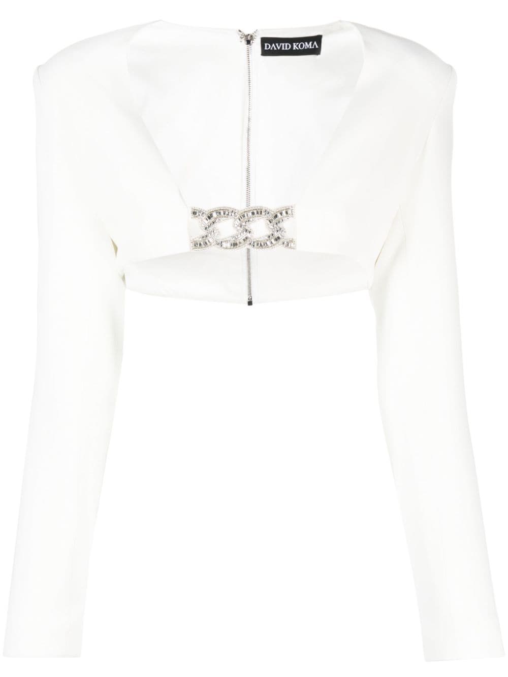 David Koma crystal-embellished cropped jacket - White von David Koma