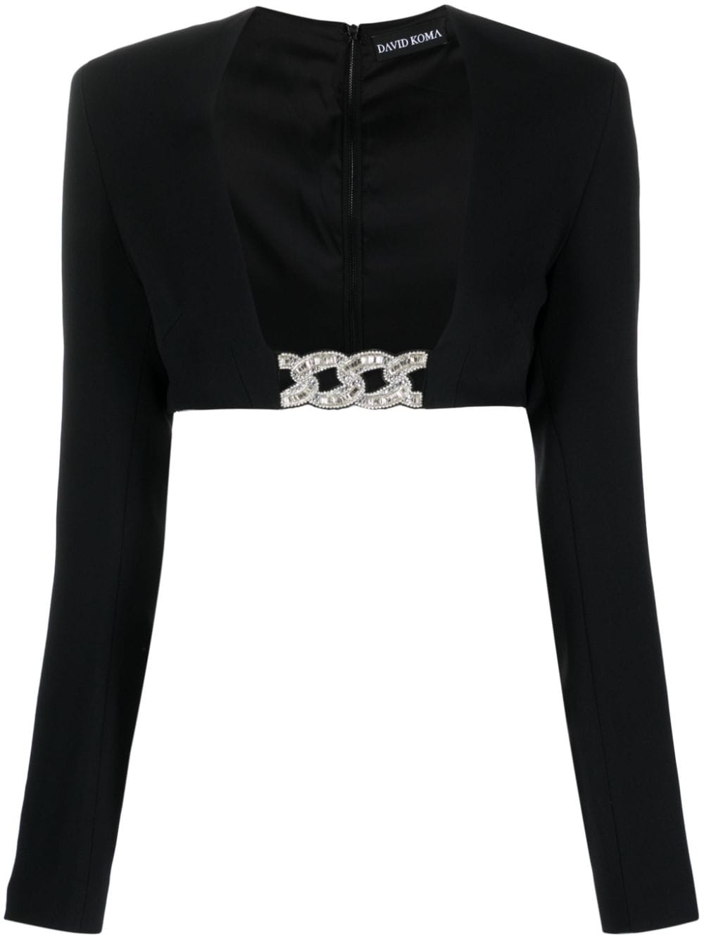 David Koma crystal-embellished cropped top - Black von David Koma