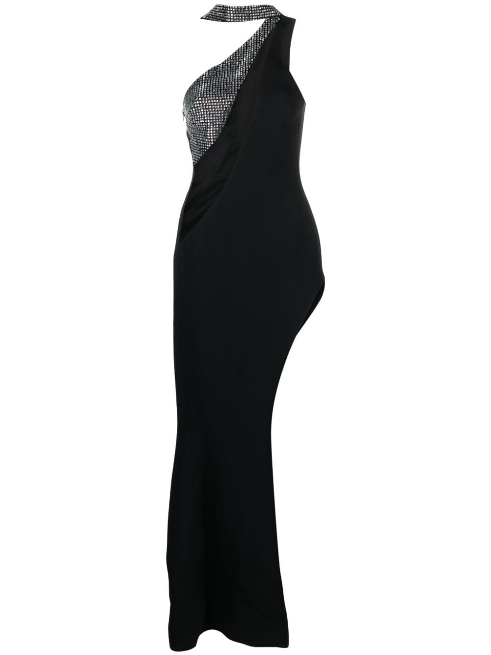 David Koma rhinestoned one-shoulder cady gown - Black von David Koma