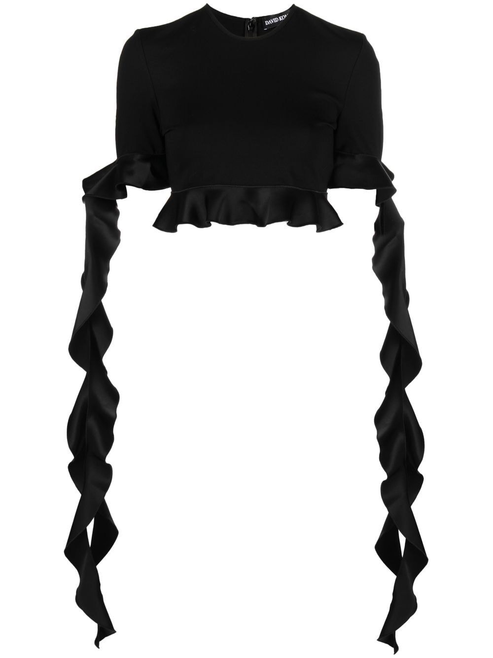 David Koma ruffle-trim cropped top - Black von David Koma