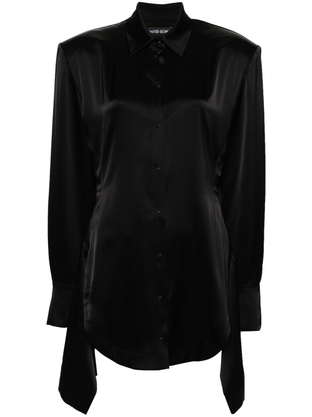 David Koma satin-finish long-sleeve shirtdress - Black von David Koma