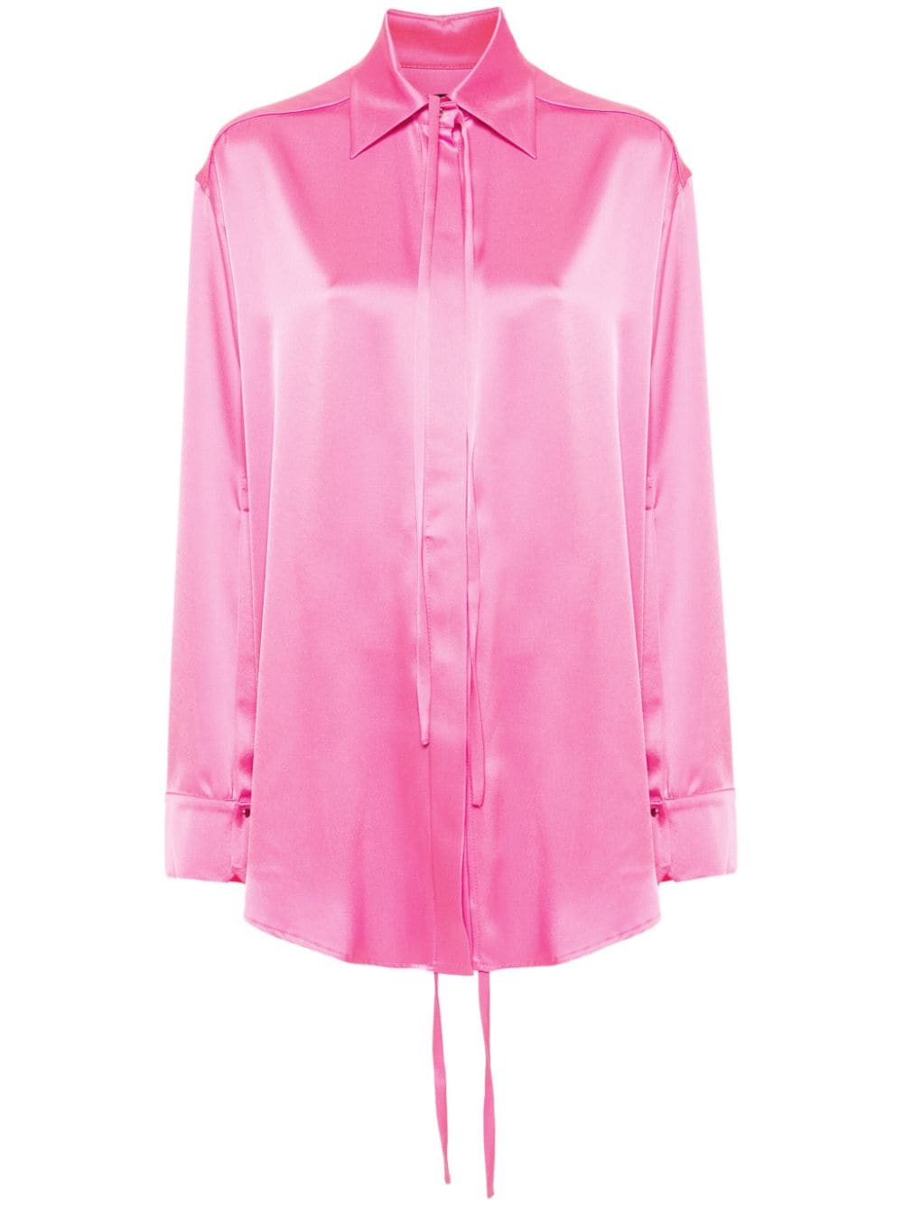 David Koma tie-detail satin shirt - Pink von David Koma