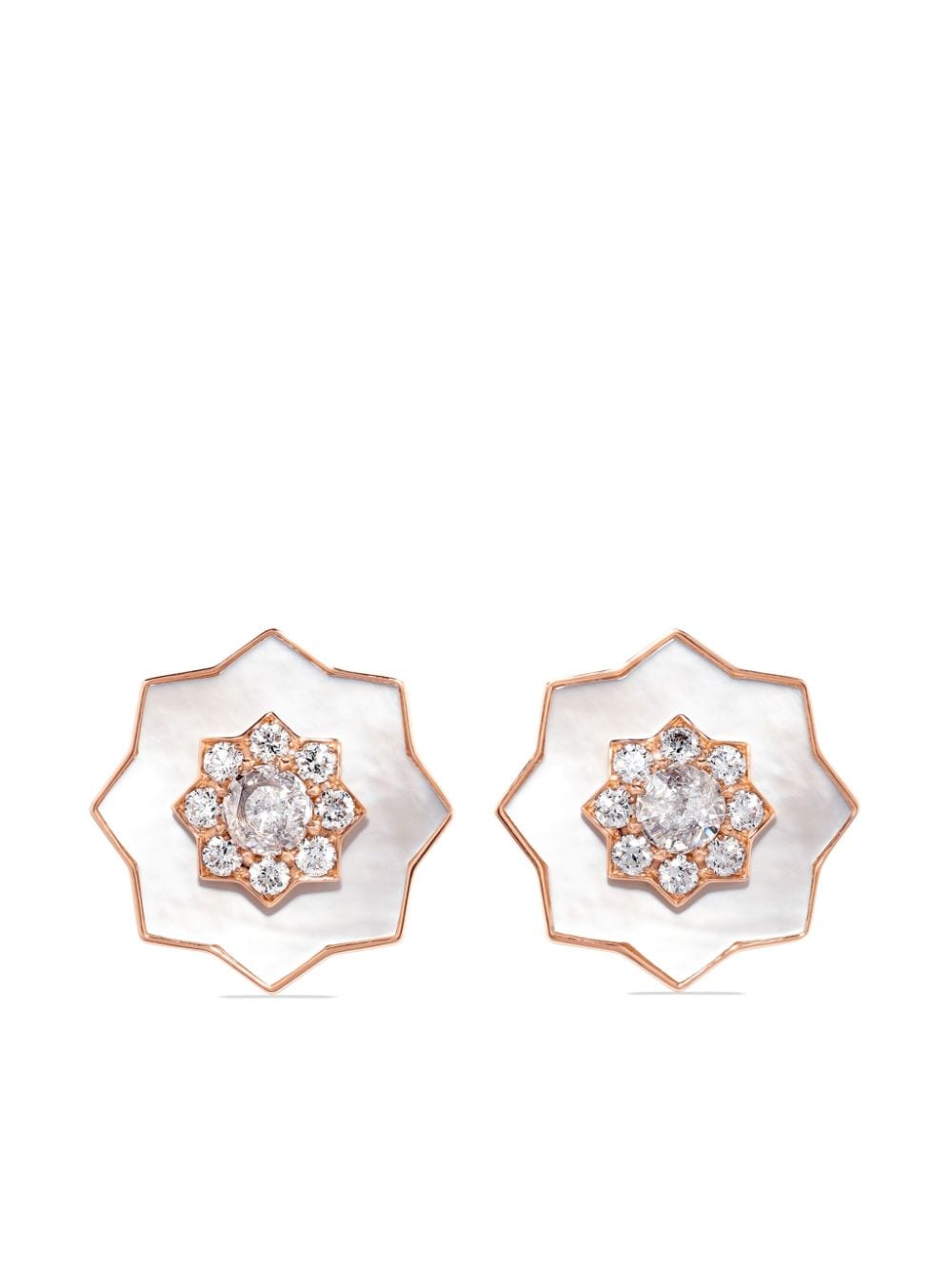 David Morris 18kt rose gold Astra diamond and mother-of-pearl earrings - Pink von David Morris