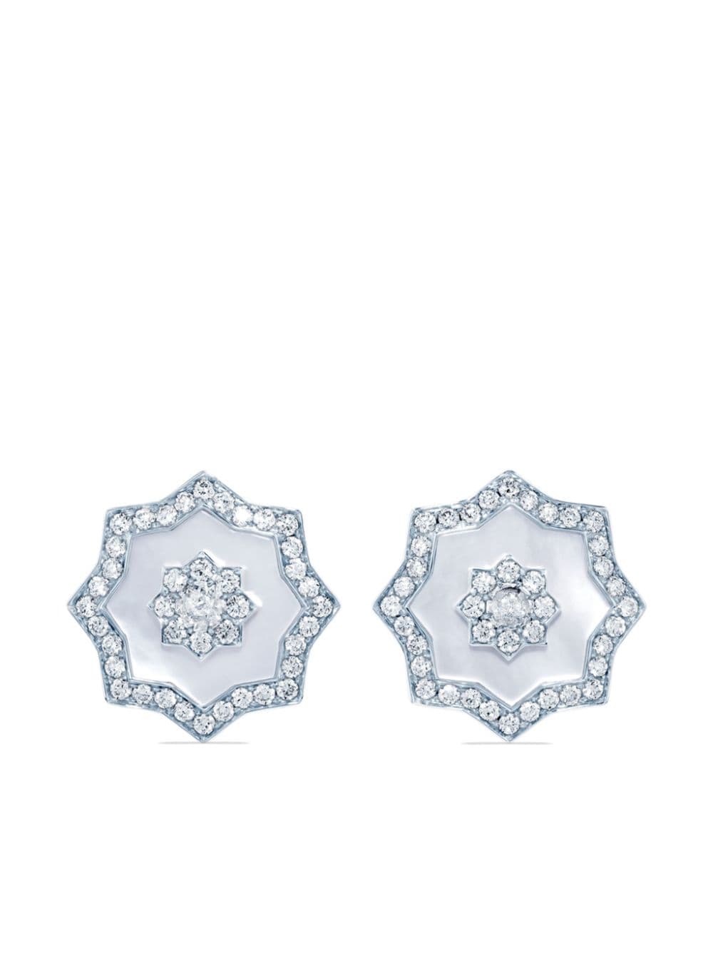 David Morris 18kt white gold Astra diamond and mother-of-pearl earrings - Silver von David Morris