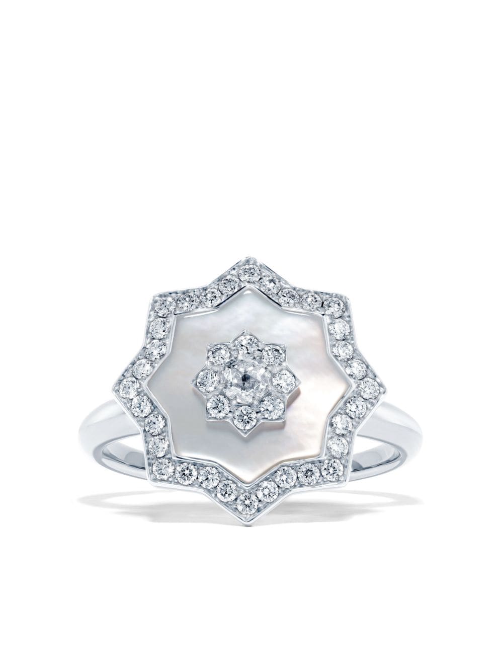 David Morris 18kt white gold Astra diamond and mother-of-pearl ring - Silver von David Morris