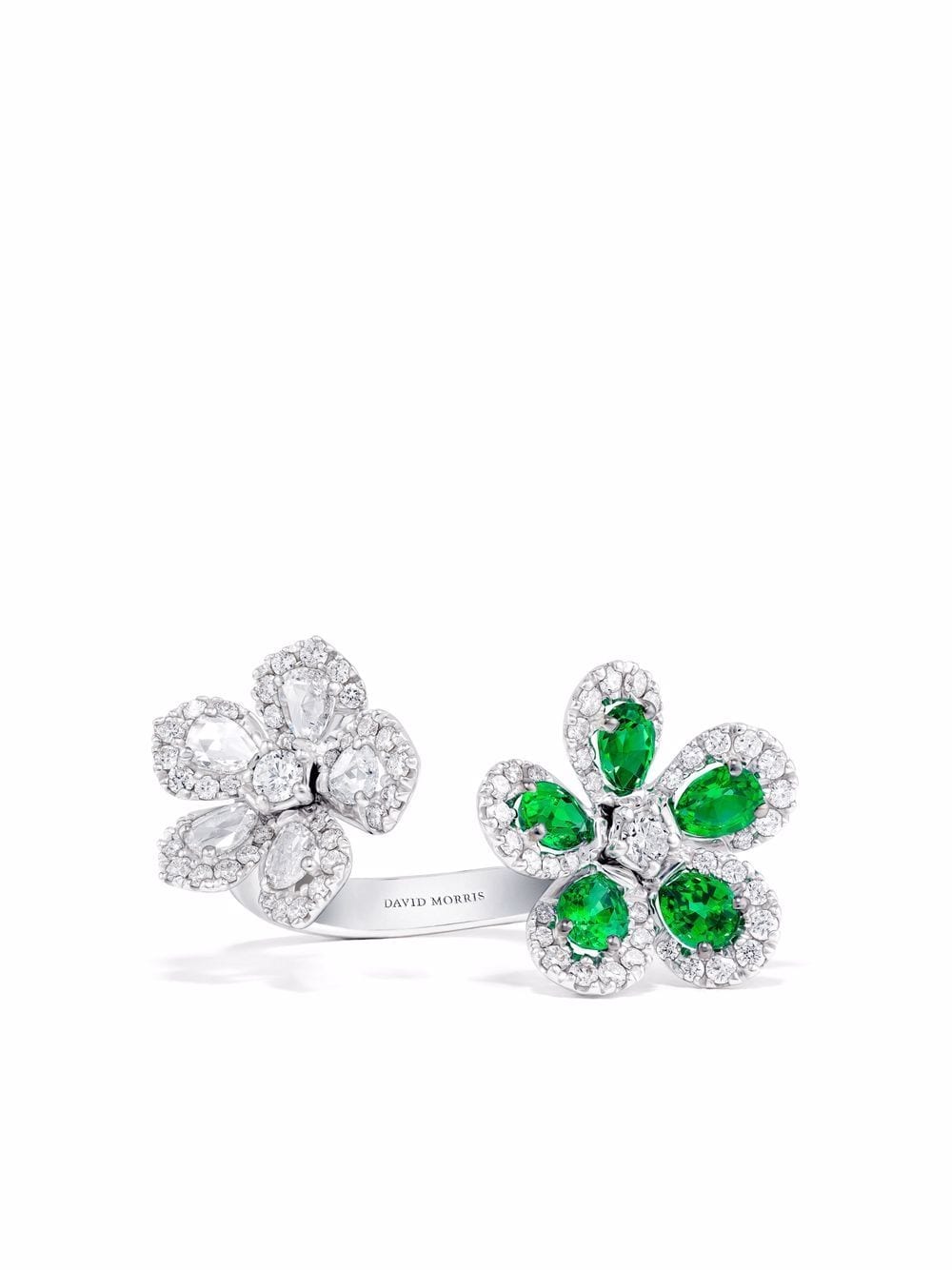 David Morris 18kt white gold Miss Daisy emerald and diamond ring - Silver von David Morris