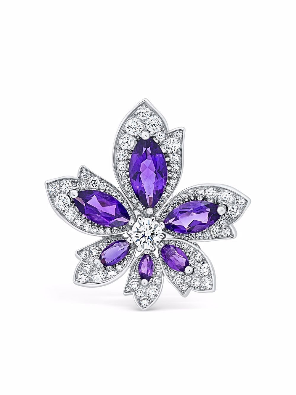 David Morris 18kt white gold Palm amethyst and diamond ring - Silver von David Morris