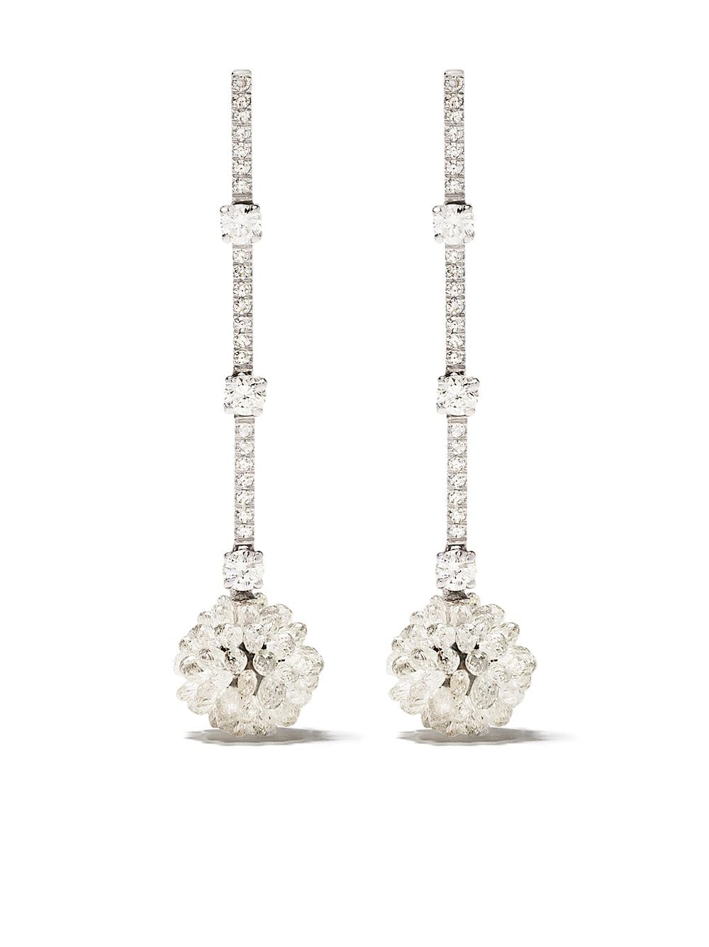 David Morris 18kt white gold diamond Briolette pendant earrings - Silver von David Morris