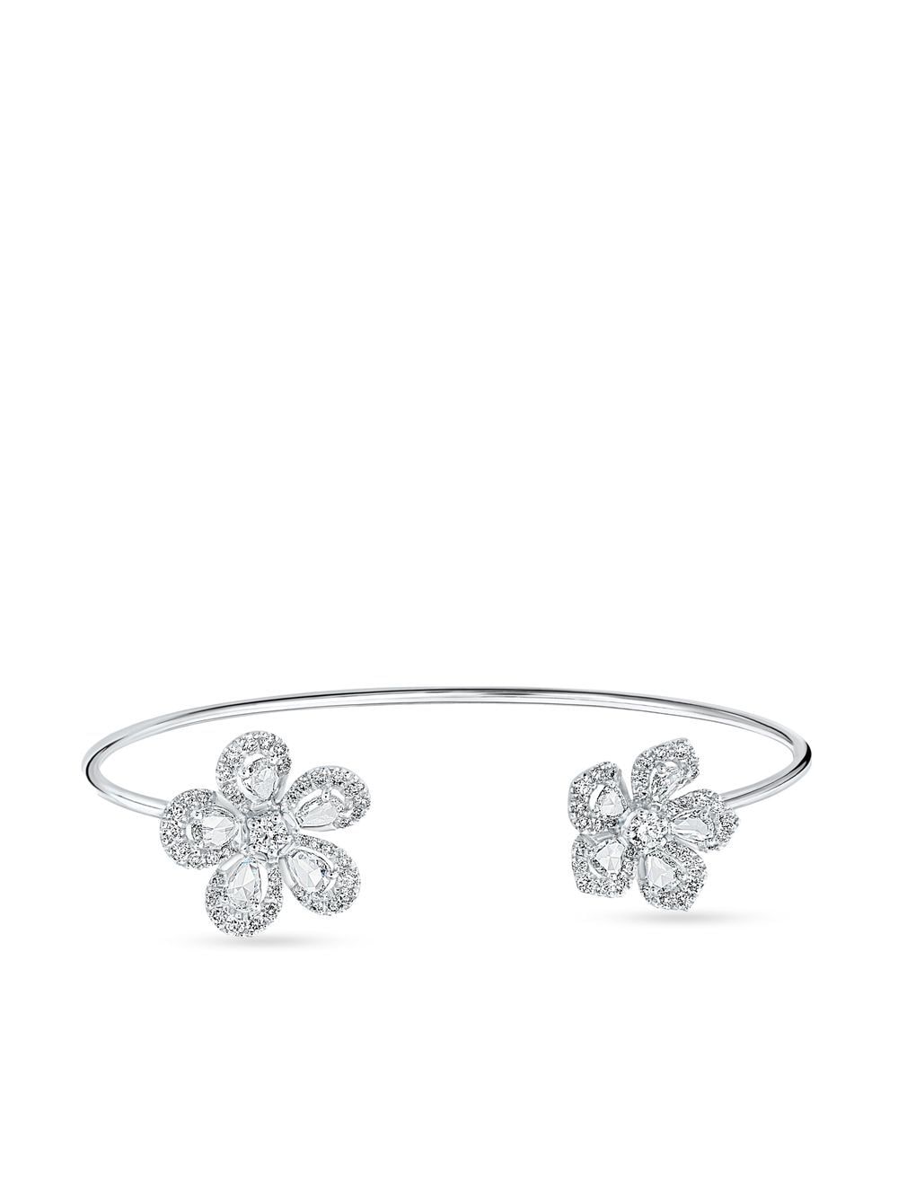David Morris 18kt white gold diamond Miss Daisy Double Flower bracelet - Silver von David Morris