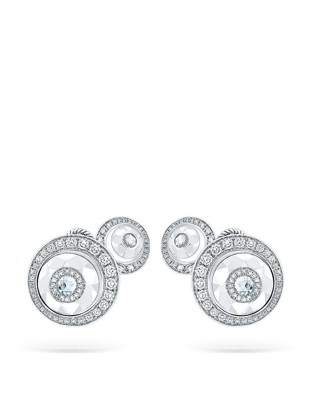 David Morris 18kt white gold diamond Rose Cut Forever Double Disc earrings von David Morris