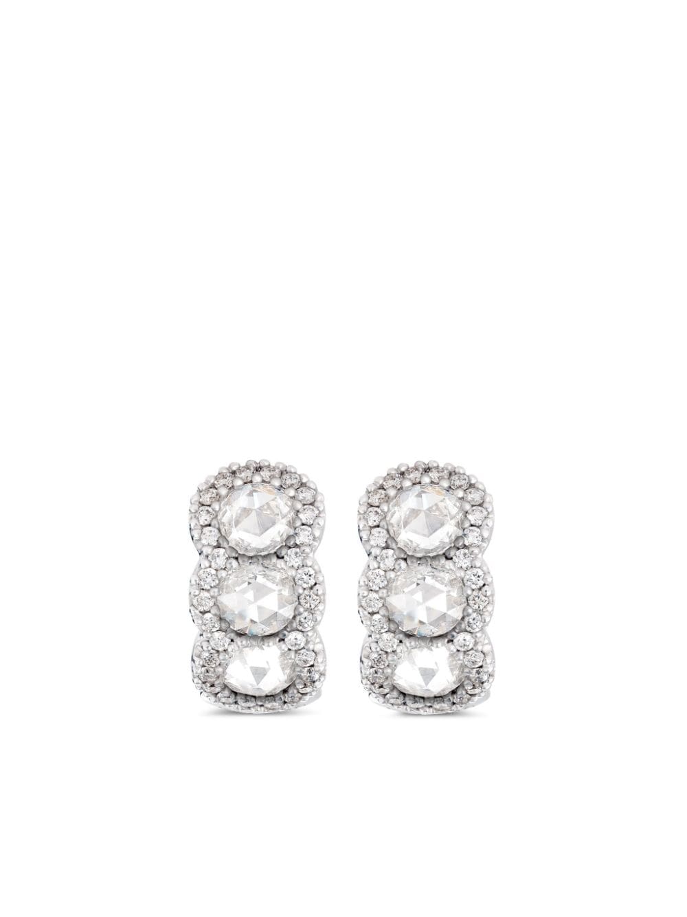 David Morris 18kt white gold diamond mini hoop earrings - Silver von David Morris