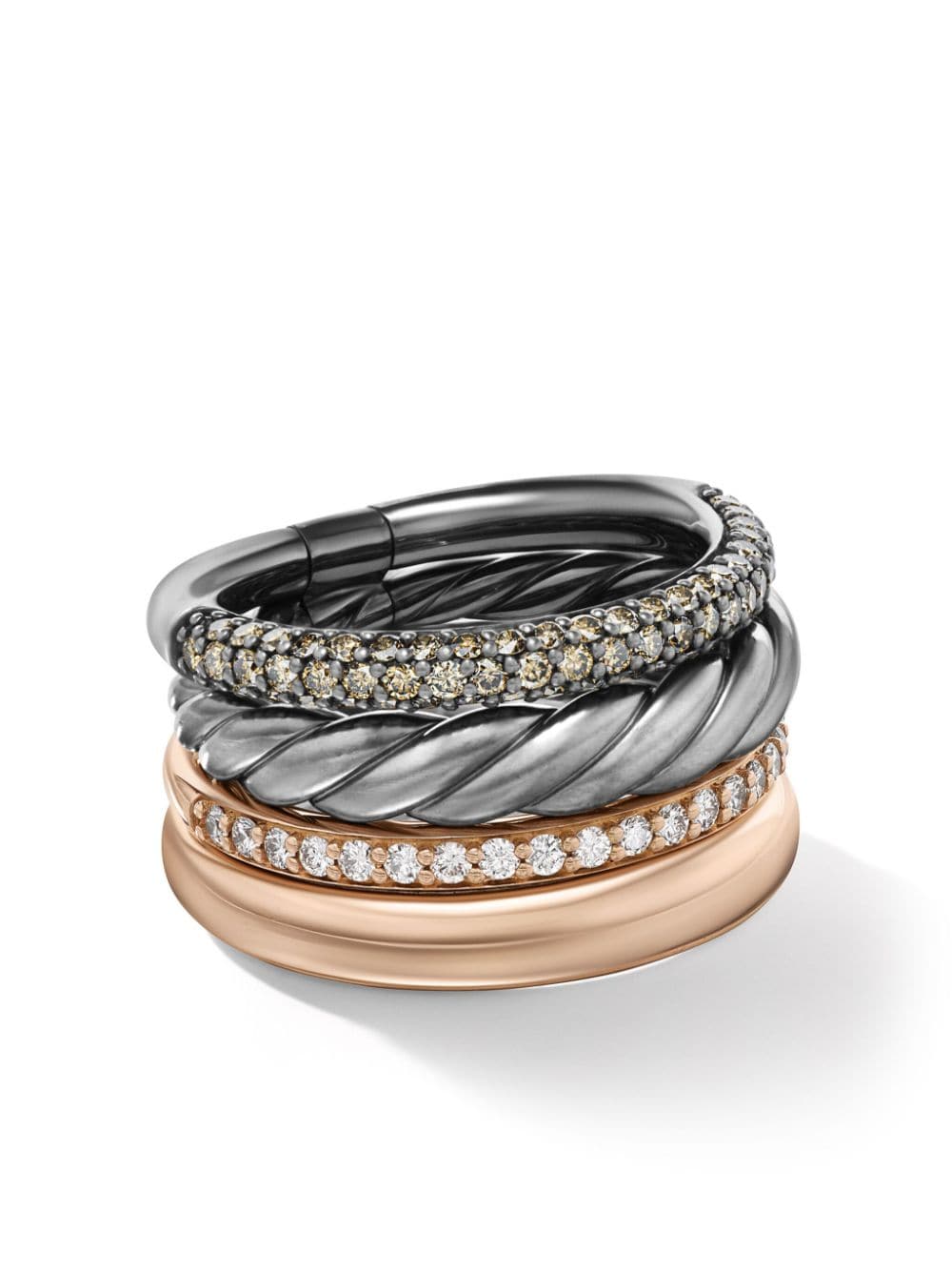David Yurman 18kt rose gold and sterling silver DY Mercer™ diamond ring von David Yurman