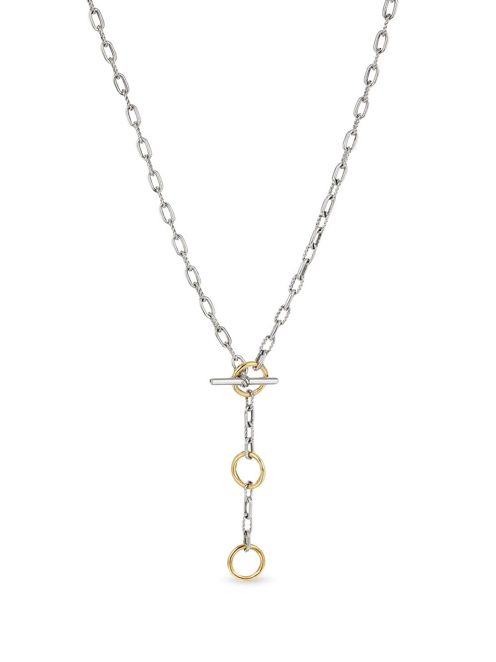 David Yurman 18kt yellow gold and sterling silver DY Madison Three Ring chain necklace von David Yurman