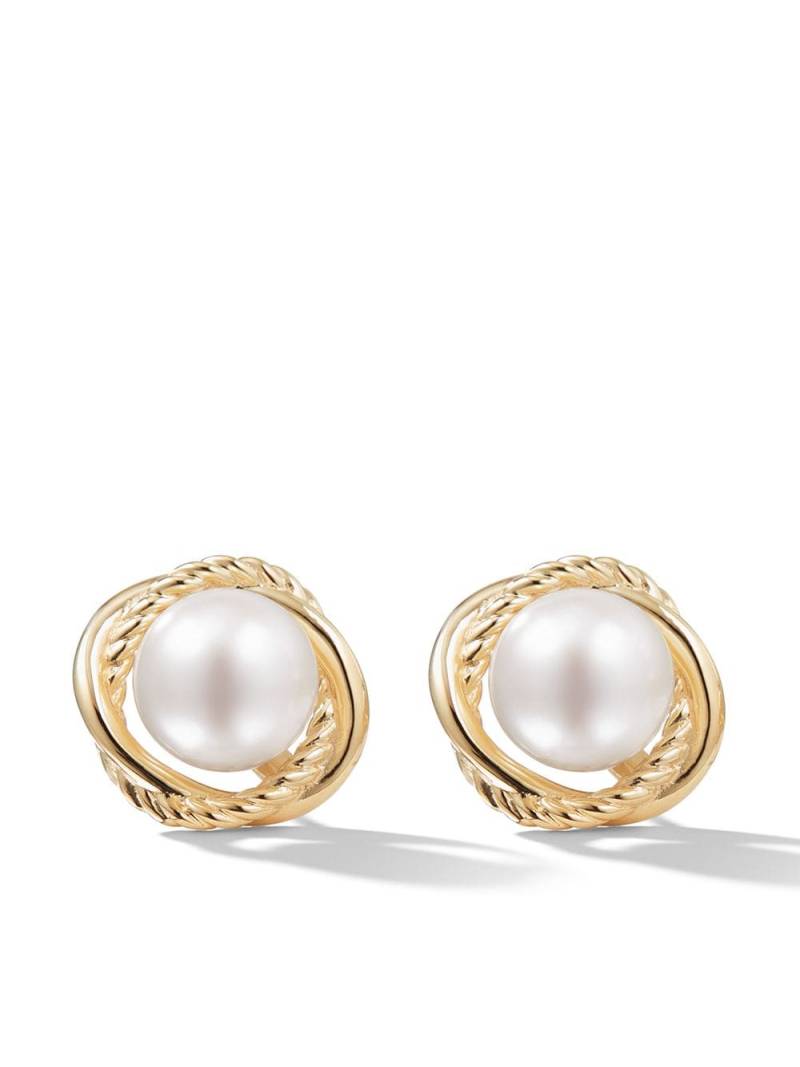 David Yurman 18kt yellow gold Crossover Infinity pearl stud earrings von David Yurman