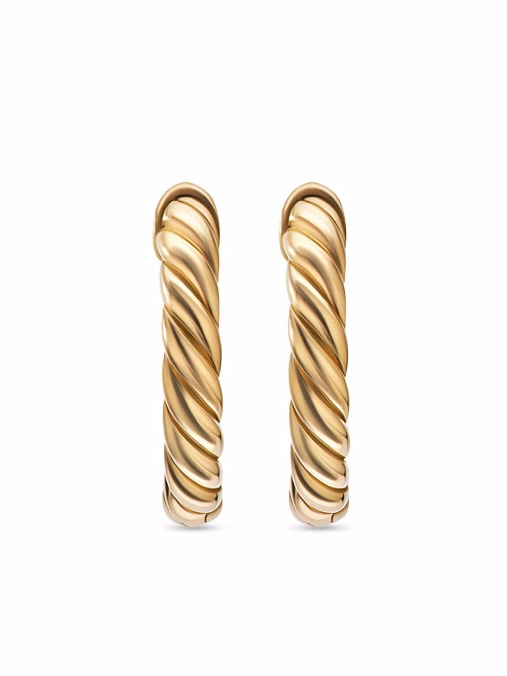 David Yurman 18kt yellow gold Sculpted Cable huggie hoop earrings von David Yurman