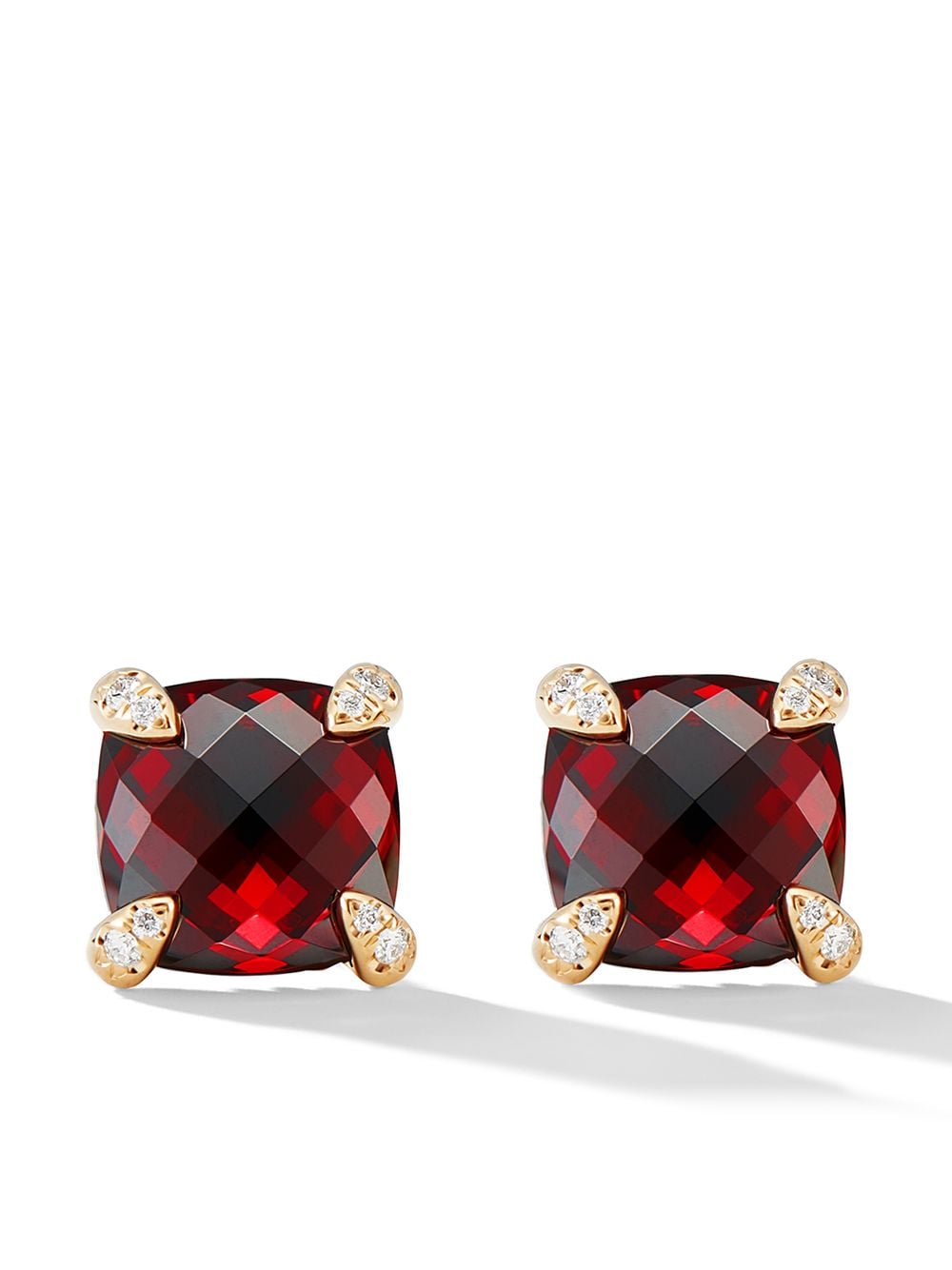 David Yurman 18kt yellow gold Châtelaine garnet and diamond stud earrings - Red von David Yurman