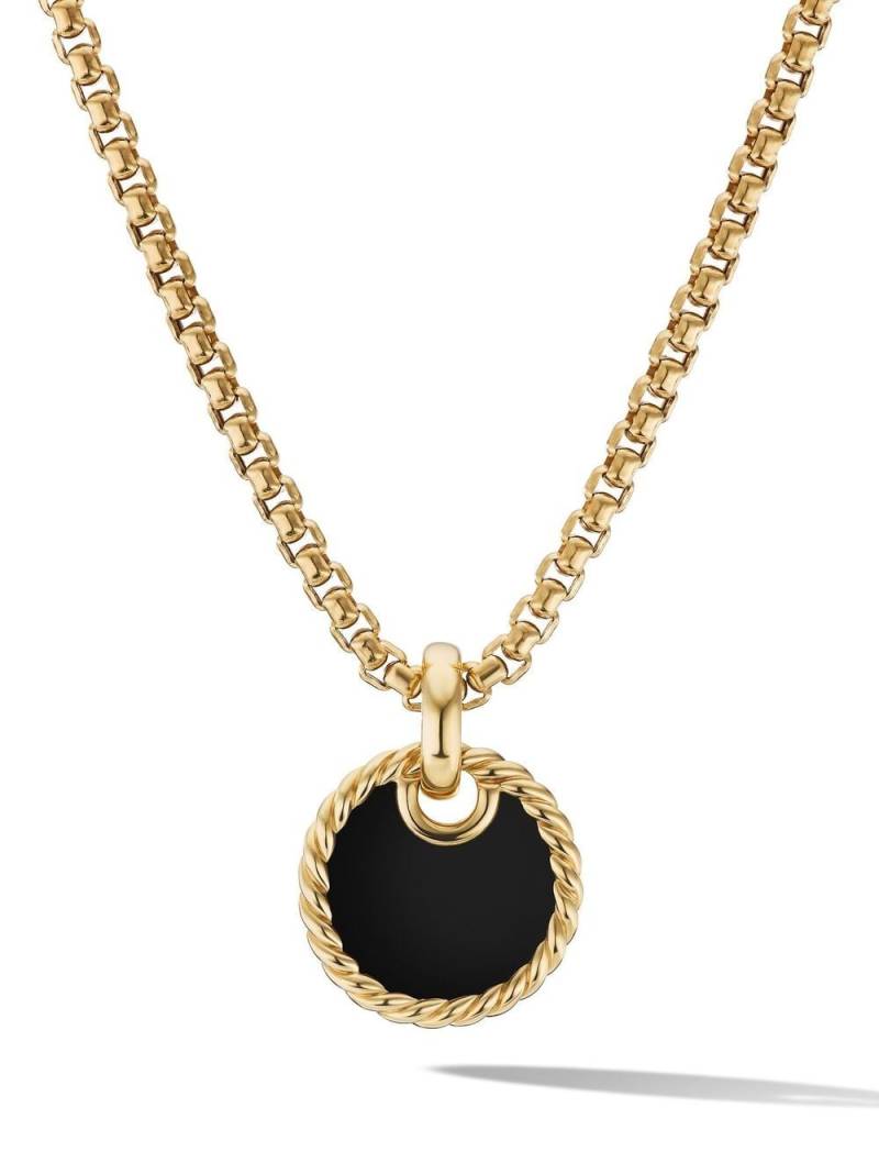 David Yurman 18kt yellow gold Elements Cable onyx and mother of pearl enhancer pendant von David Yurman