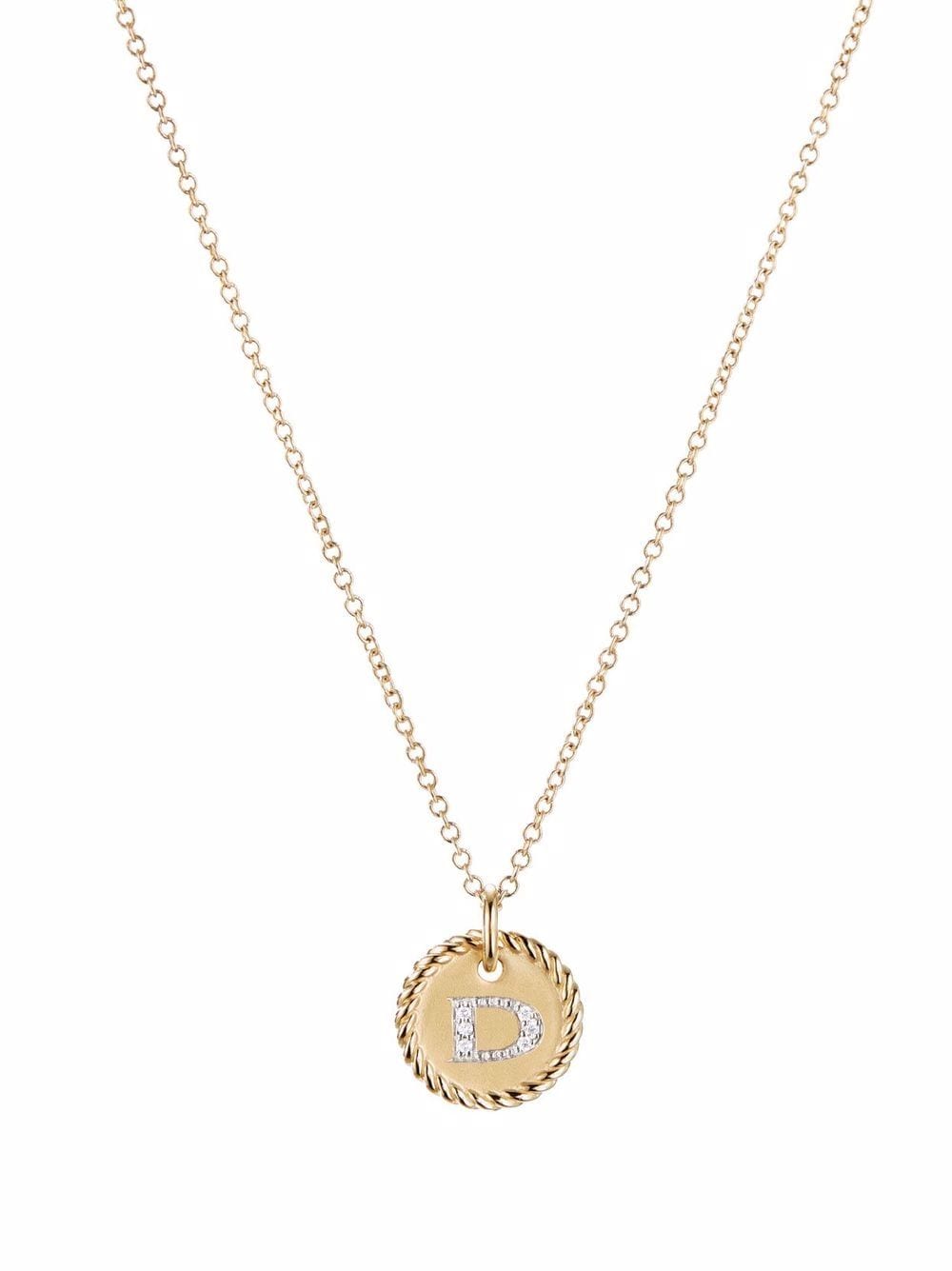 David Yurman 18kt yellow gold D Initial Charm diamond necklace von David Yurman