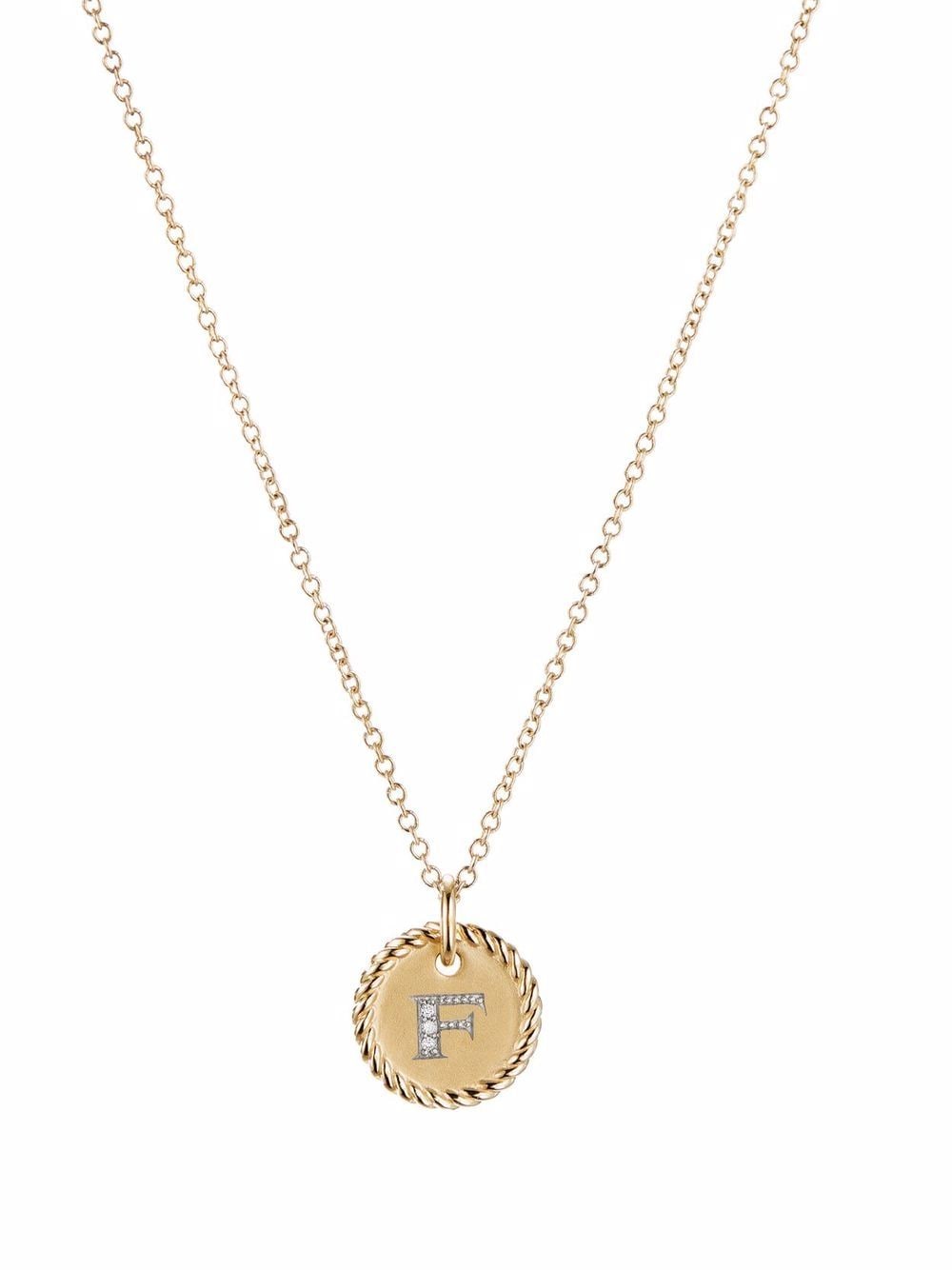 David Yurman 18kt yellow gold F Initial Charm diamond necklace von David Yurman