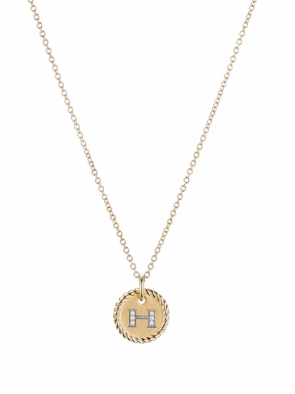 David Yurman 18kt yellow gold H Initial Charm diamond necklace von David Yurman