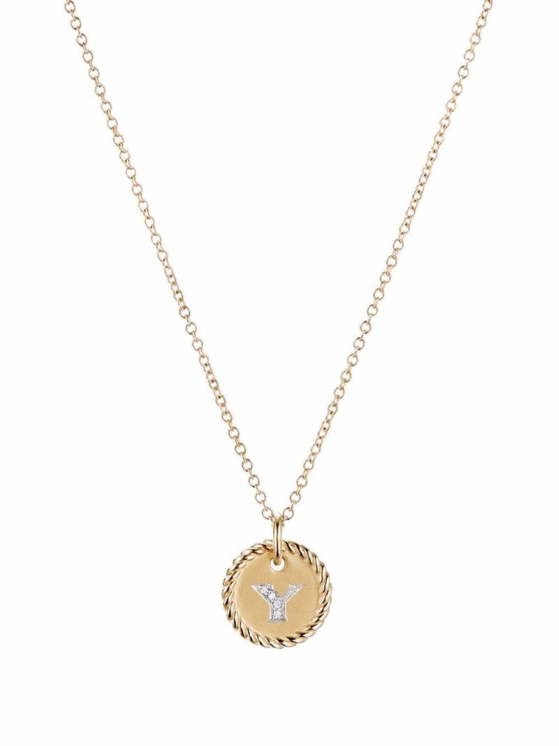 David Yurman 18kt yellow gold Initial Y diamond charm necklace von David Yurman