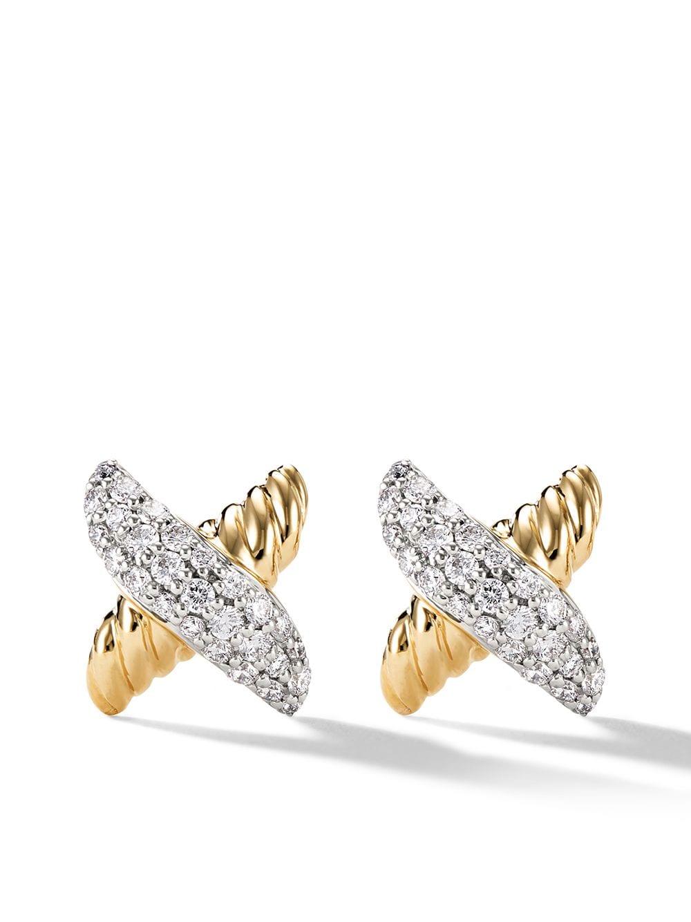 David Yurman 18kt yellow gold Petite X diamond stud earrings von David Yurman