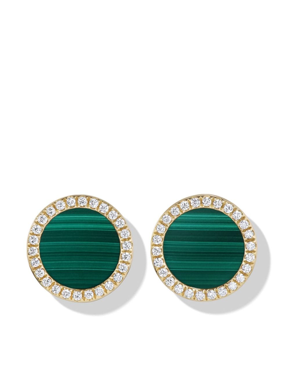 David Yurman 18kt yellow gold Petite DY Elements malachite diamond stud earrings von David Yurman