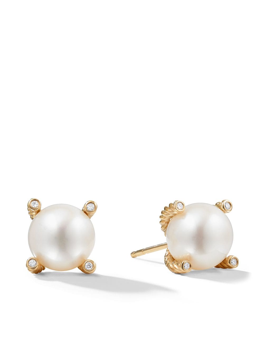 David Yurman 18kt yellow gold Solari pearl and diamond stud earrings - White von David Yurman