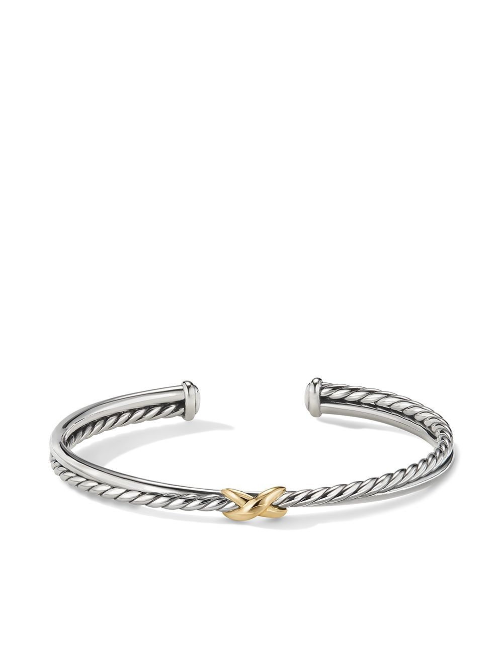 David Yurman 18kt yellow gold and sterling silver Petite X Center Station bracelet von David Yurman