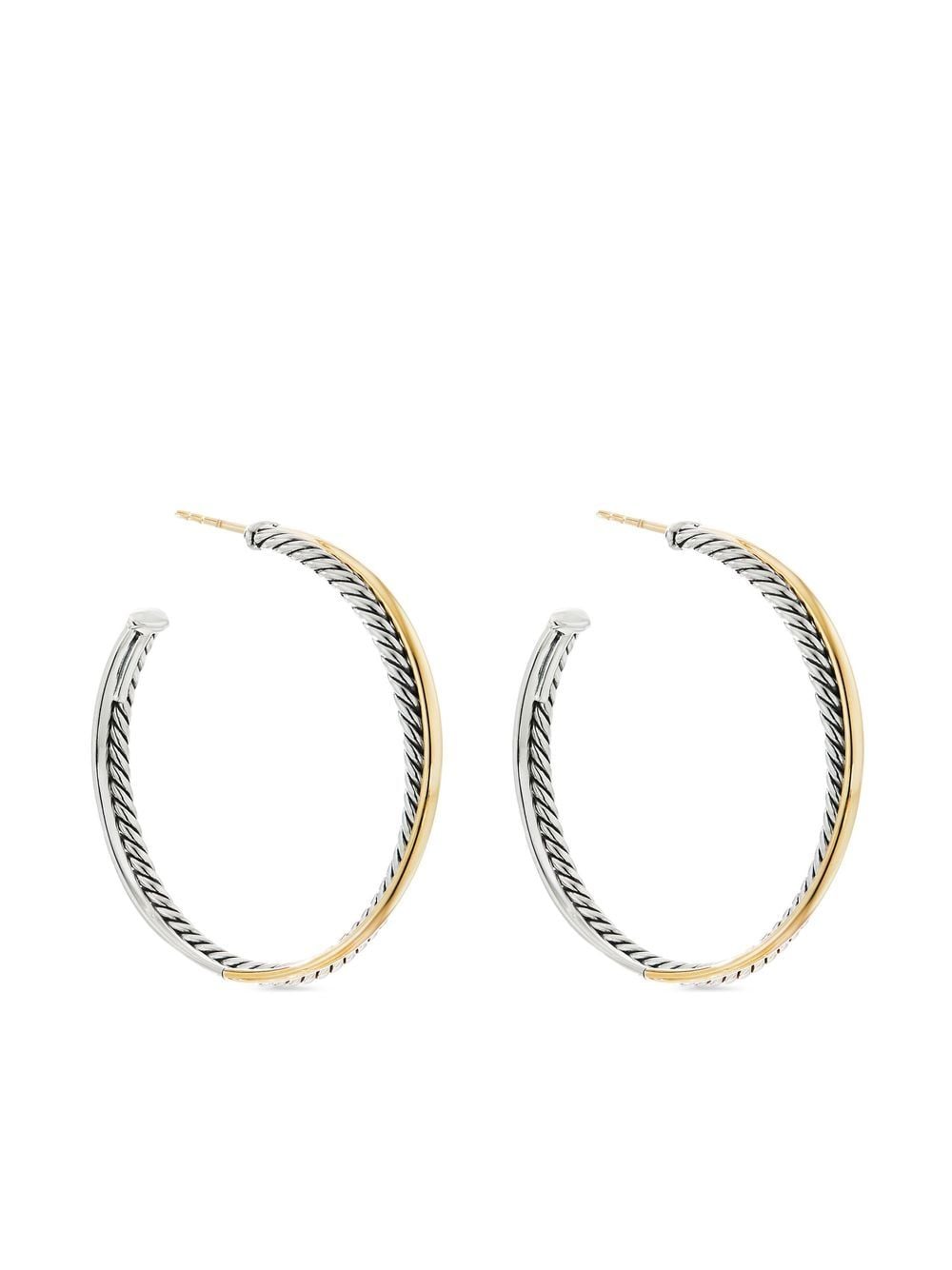 David Yurman 18kt yellow gold and sterling silver Crossover hoop earrings von David Yurman