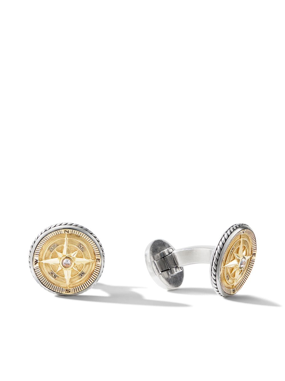 David Yurman 18kt yellow gold and sterling silver Maritime compass diamond cufflinks von David Yurman