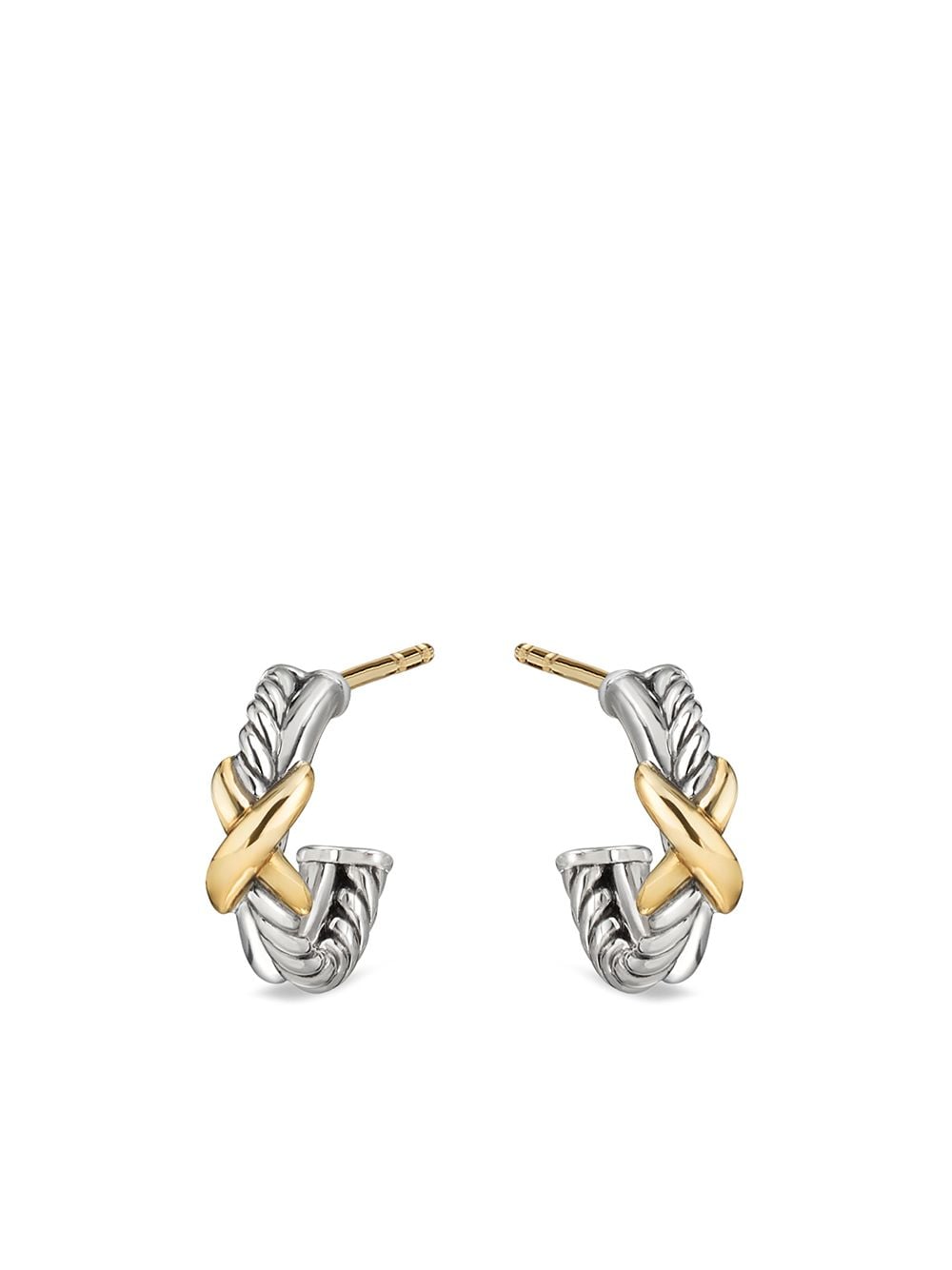David Yurman 18kt yellow gold cable X mini hoop earrings von David Yurman