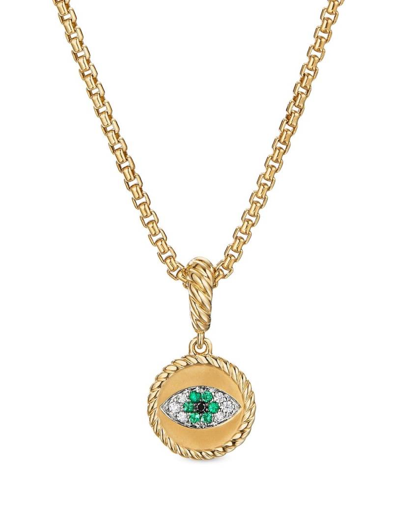 David Yurman 18kt yellow gold Evil Eye emerald and diamond amulet von David Yurman