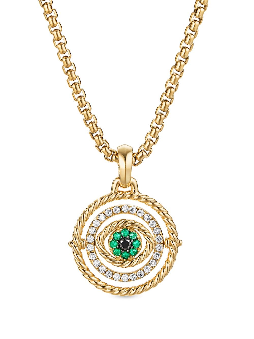 David Yurman 18kt yellow gold Evil Eye Mobile emerald and diamond amulet von David Yurman