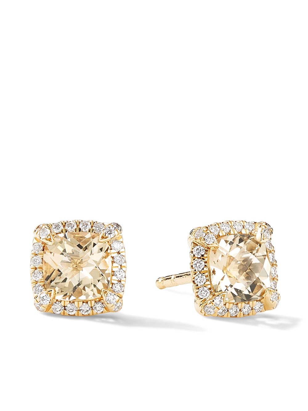 David Yurman 18kt yellow gold Petite Chatelaine citrine and diamond stud earrings von David Yurman